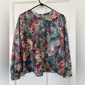 90s Willow Ridge Semi-Sheer Floral Blouse